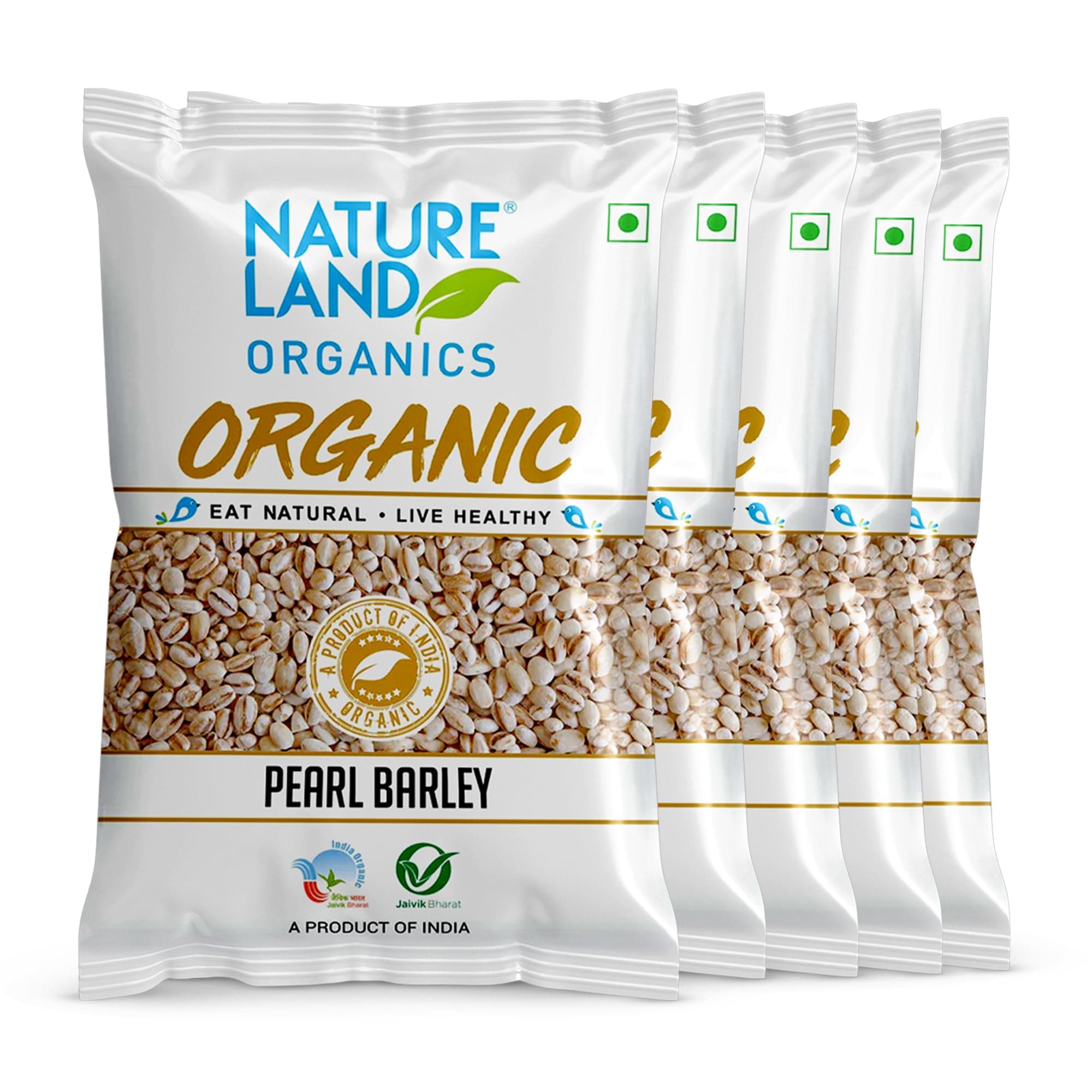 Natureland Organics Pearl Barley 500 Gm (Pack of 5) - Organic Barley