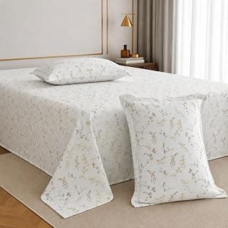 Jaipur Weaves Cotton King Size Bedsheet 108x108 Super King, 100% Pure Cotton Bed Sheet with 2 Pillow Covers, 240 TC Soft Breathable Floral Design Bedding - (Spring Tulips Yellow, Super King)