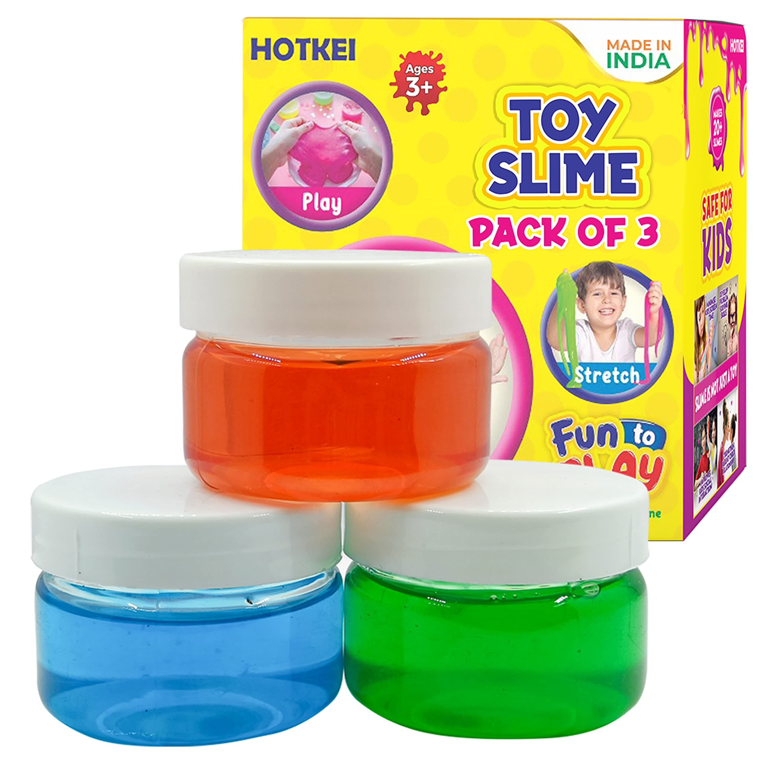 HOTKEI (Pack of 3 Slime) Multicolor Fruit Scented DIY Magic Toy Slimy Gel Jelly Putty Set kit Toys for Boys Girls Kids Slime – 50 gm