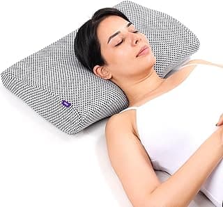 Frido Ultimate Contour Cervical Neck Pillow | For Pain Relief Sleep | Improves Posture & Spinal Alignment | Neck Pain Relief Cushion with Ultra Responsive Memory Foam & Skin Friendly Cover | Grey Mesh