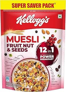 Kellogg's Muesli Fruit Nut & Seeds | 12 In 1 Power Breakfast | No Maida No Palm Oil | India's No 1 Muesli | 750g | Super Saver Pack with Ziplock