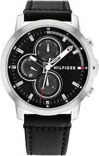 Tommy Hilfiger Jameson LE Quartz Multifunction Black Dial Black Leather Strap Watch for Men