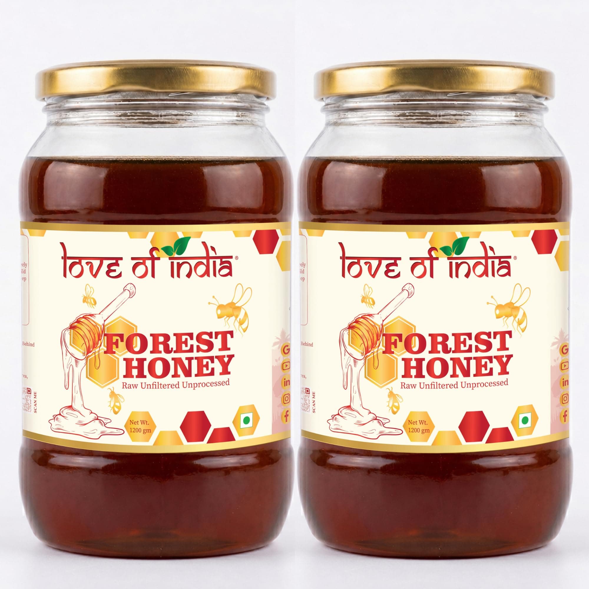 Love of India Forest Honey 2400 gm | Raw & Unprocessed | Pure Natural Honey | Ethical Forest Collection | Original Raw Honey | Indigenous Honey | Honey in Fresh | Lab Tested