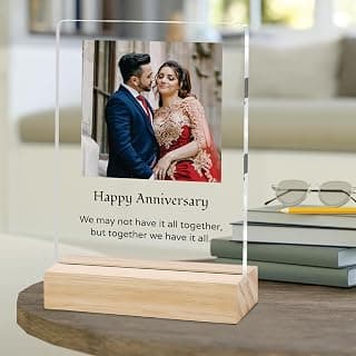 Amazingily Customized Photo and Text Message With Wooden Stand | Personalised Printed Photo Frame | Gift | Birthday | Anniversary (Transparent, 6 * 8 Inches),Tabletop