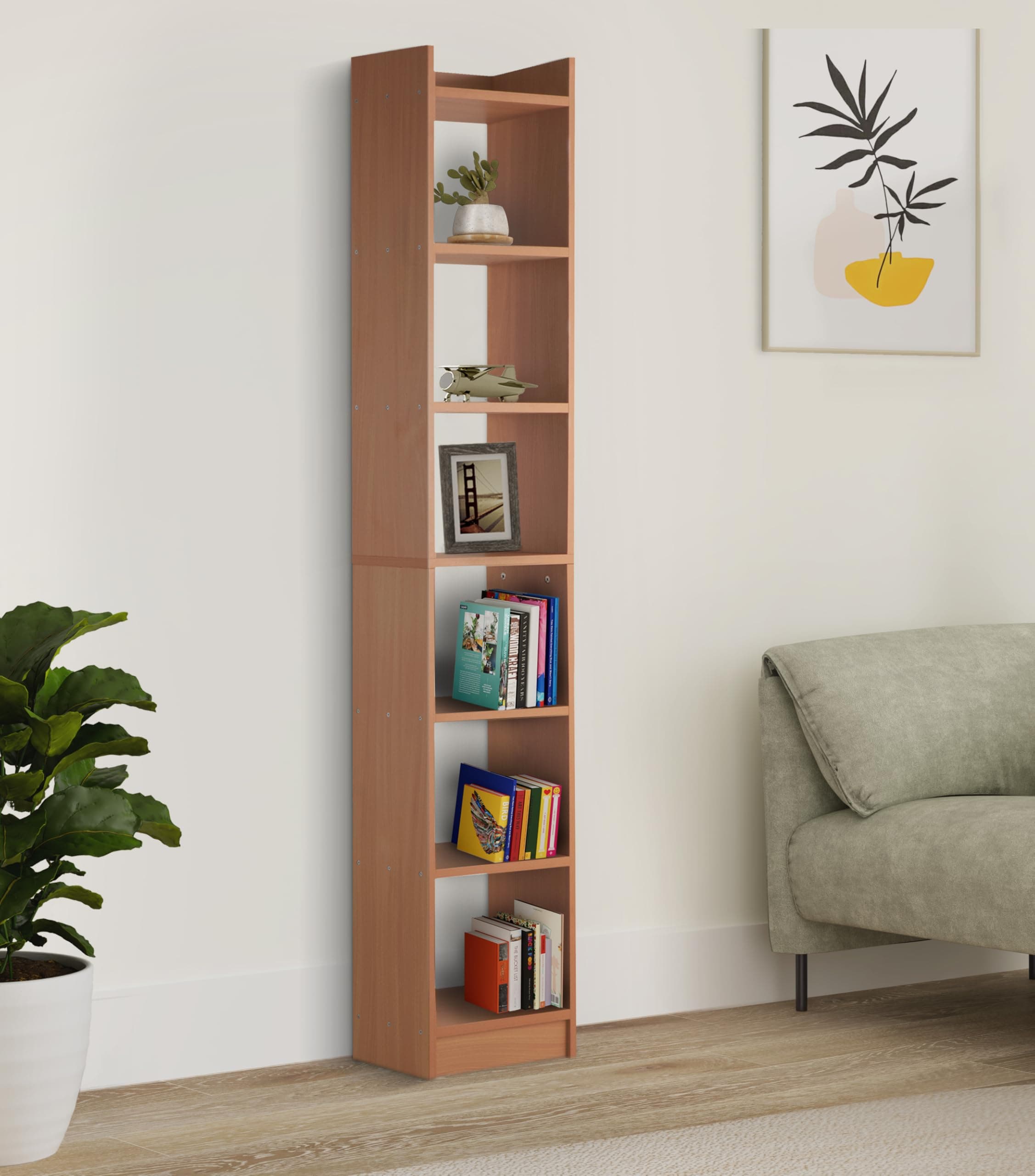 Amazon Brand - Solimo 6 Layer Engineered Wood Bookshelf | Multipurpose Home Decor Storage Rack | Showcase Organizer for Living Room, Kitchen, Bedroom, Office |Brown