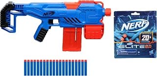 Nerf Alpha Strike Flyte Cs-10 Motorised Blaster&Elite 2.0 20-Dart Refill Pack,20 Official Nerf Foam Darts for Nerf Elite 2.0 Blasters,Compatible with All Nerf Elite Blasters,Multicolor
