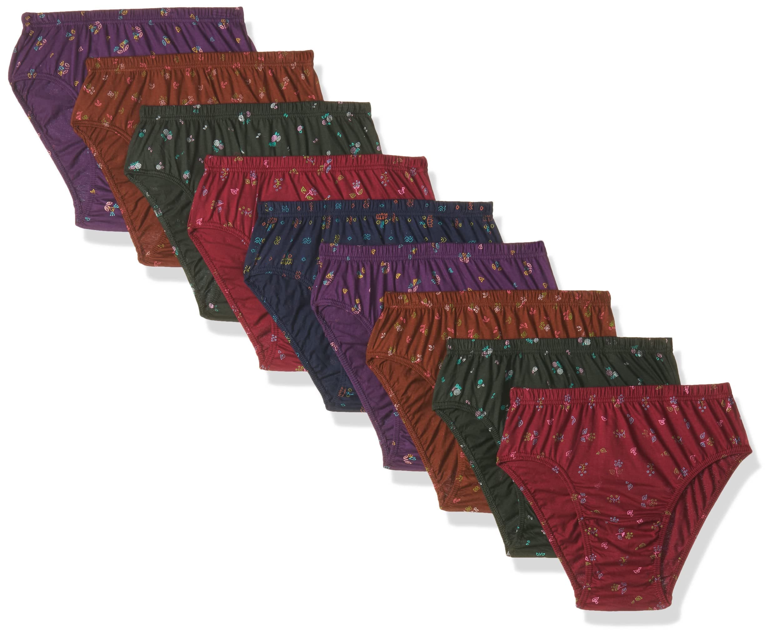 Rupa Jon Printed Panty for Women | 100% Cotton Fabric | Inner Elastic | Pack of 9