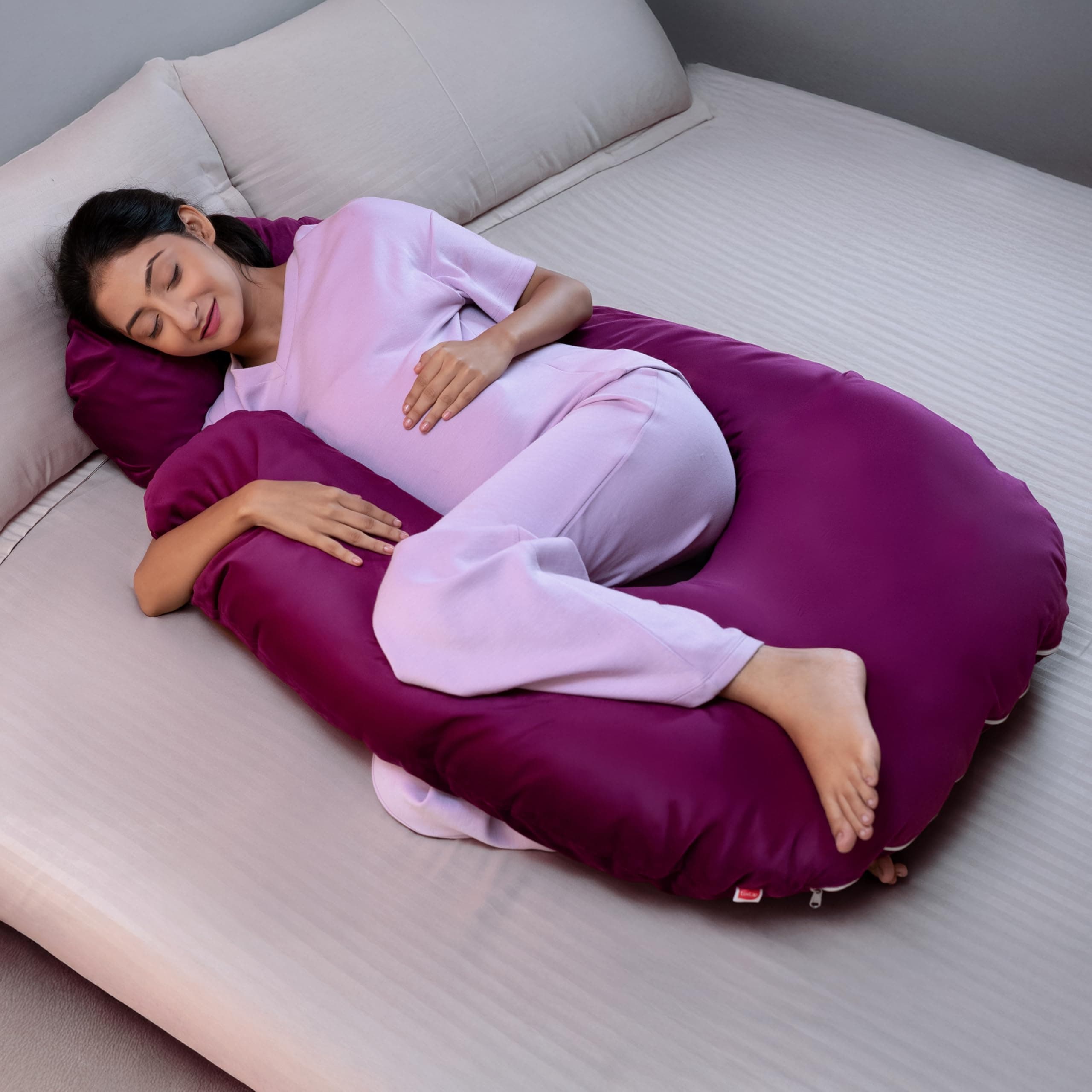LuvLap Maternity Pillow for Pregnancy Sleeping, Maternity Pillow for Pregnant Women, G-Shaped Pillow, Full Body Pillow, Washable Cover, Ideal for Pregnant Women & Nursing Moms (Purple)