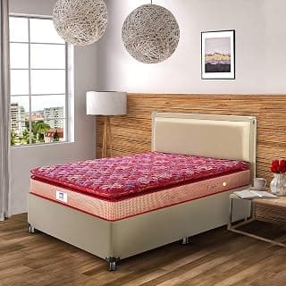 peps Springkoil Cozy Pillow Top 6 Inch Orthopedic Bonnell Spring Mattress | Medium Firm Back Support Bed | Queen Size (78X60 Inch)| Maroon | 7-Year Warranty