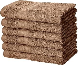 AmazonBasics Fade-Resistant Cotton Hand Towel - Pack of 6, Acorn