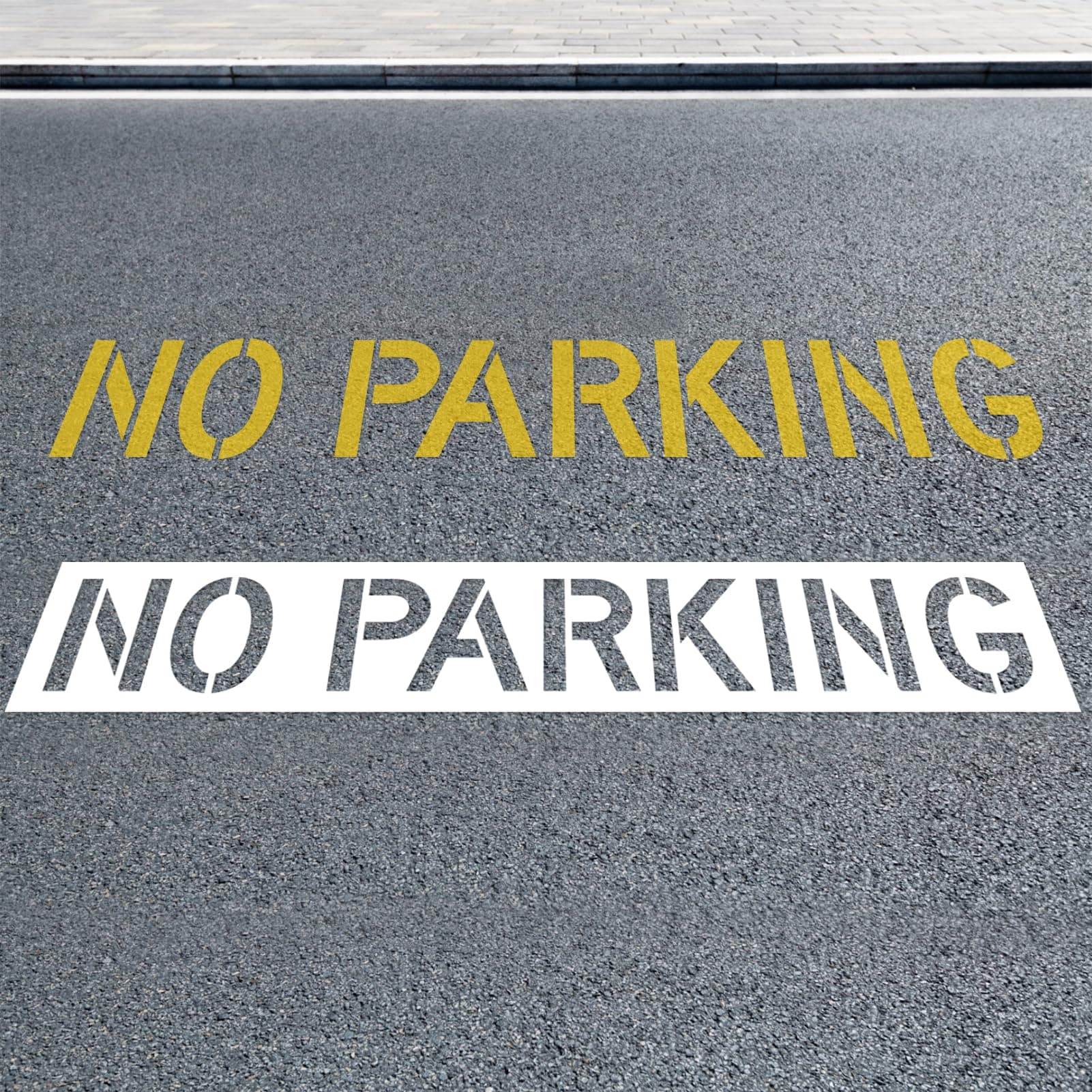 Silicone No Parking Stencil, 11.8" Parking Lot Stencil Reusable Foldable Curbs Painting Stencil Template, Pavement Marking Stencils for Asphalt Concrete Signs, 16"x89"