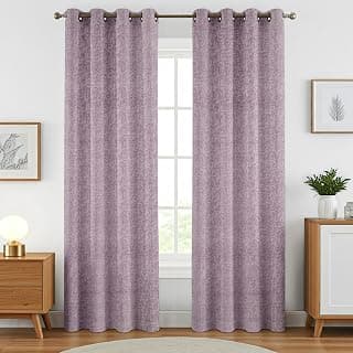 Crosshatch Pastel Lavender Polyester Door Curtains 7 Feet | Darkening Drapes with Eyelets | Set of 2 Panels for Living Room, Bedroom & Office