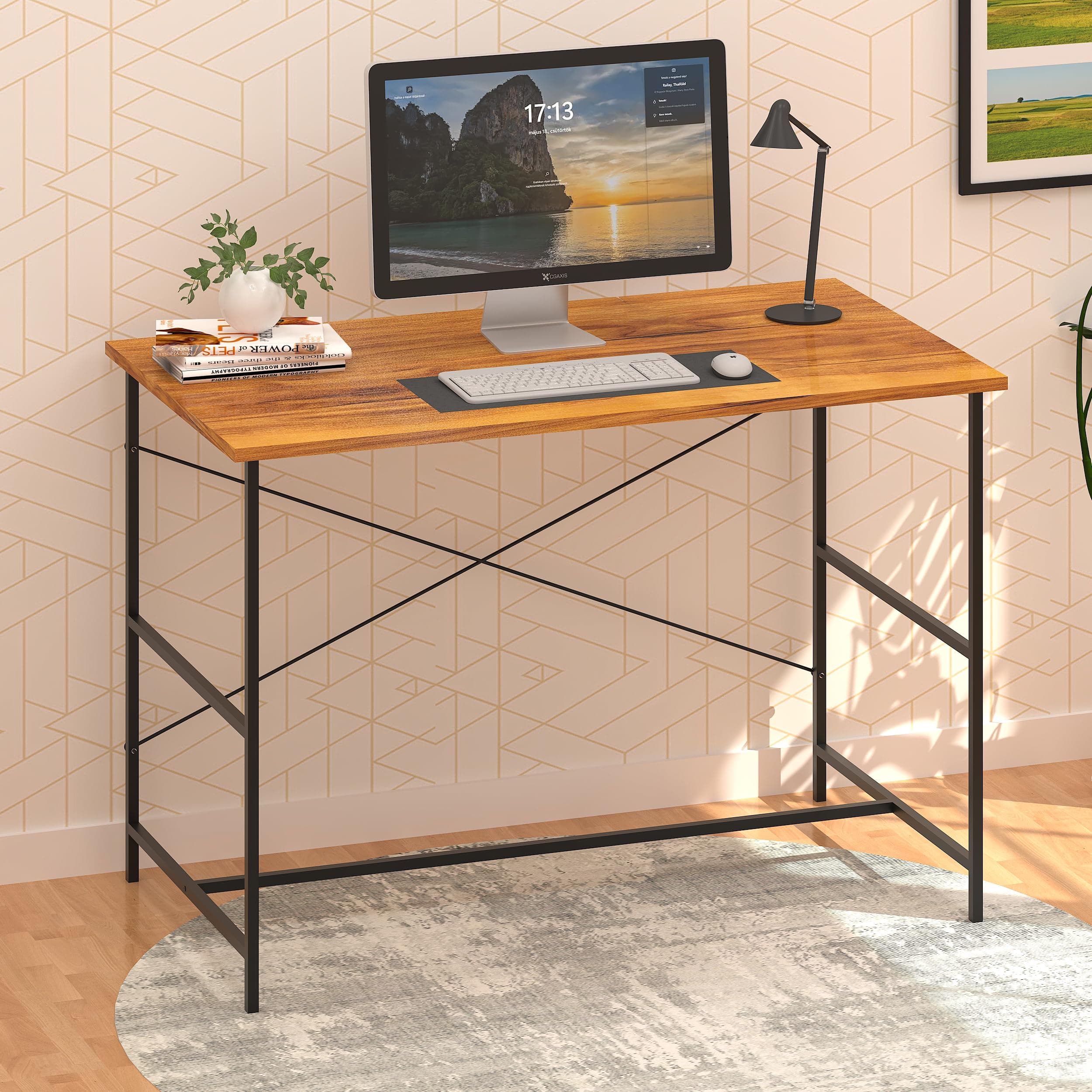 Callas Computer Desk Home/Office Desk | Writing Study Desk | Laptop Table | Modern Simple Desk | Small Desks for Small Spaces | Sturdy Desk for Home, Office, Bedroom, Living Room (Walnut, ST-10)