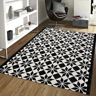Saral Home Black Cotton Handwoven Rugs - 140X200 cm