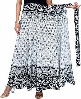 SAMJHI Premium Cotton Wraparound Skirt for Women, Free Size