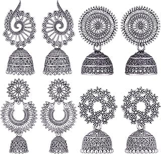 MEENAZ earrings for women fashion jhumka oxidised Silver Earrings for women Combo chandbali pearl chandbali stylish jhumkas traditional Earrings For girls South indian traditional Ear Rings -M124