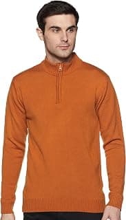 Amazon Brand - Symbol Men's Acrylic High Neck Half Zip Casual Sweater (Available in Plus Sizes)