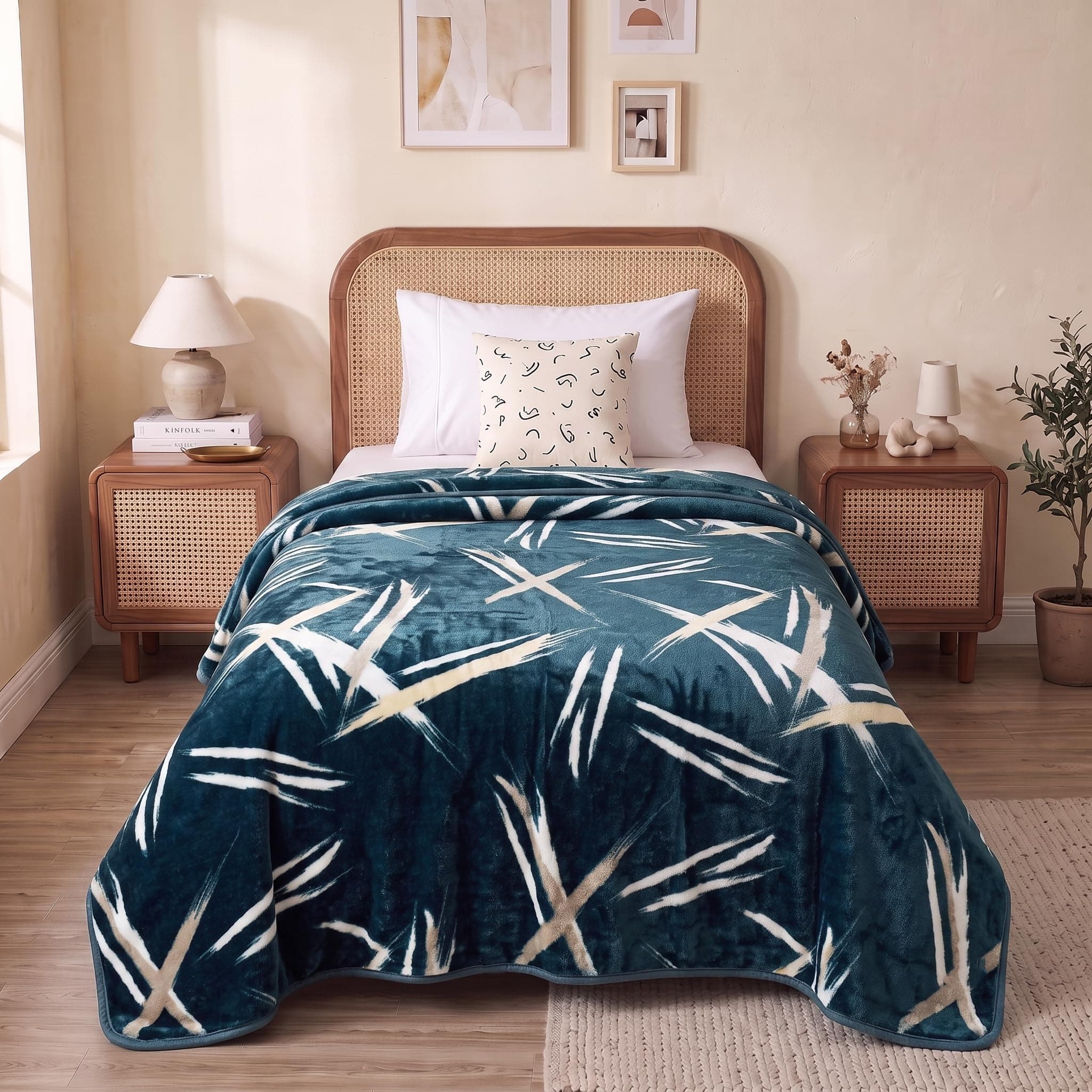 BSB HOME Single Bed Mink Blanket, Velvet Like Soft Plush Fleece Blanket, Warm Lightweight AC Blanket for Winter, Ultra Soft Cozy Bed Blanket for Home & Travel,56 x 80 Inches(142 x 203 cm) - Ocean Blue