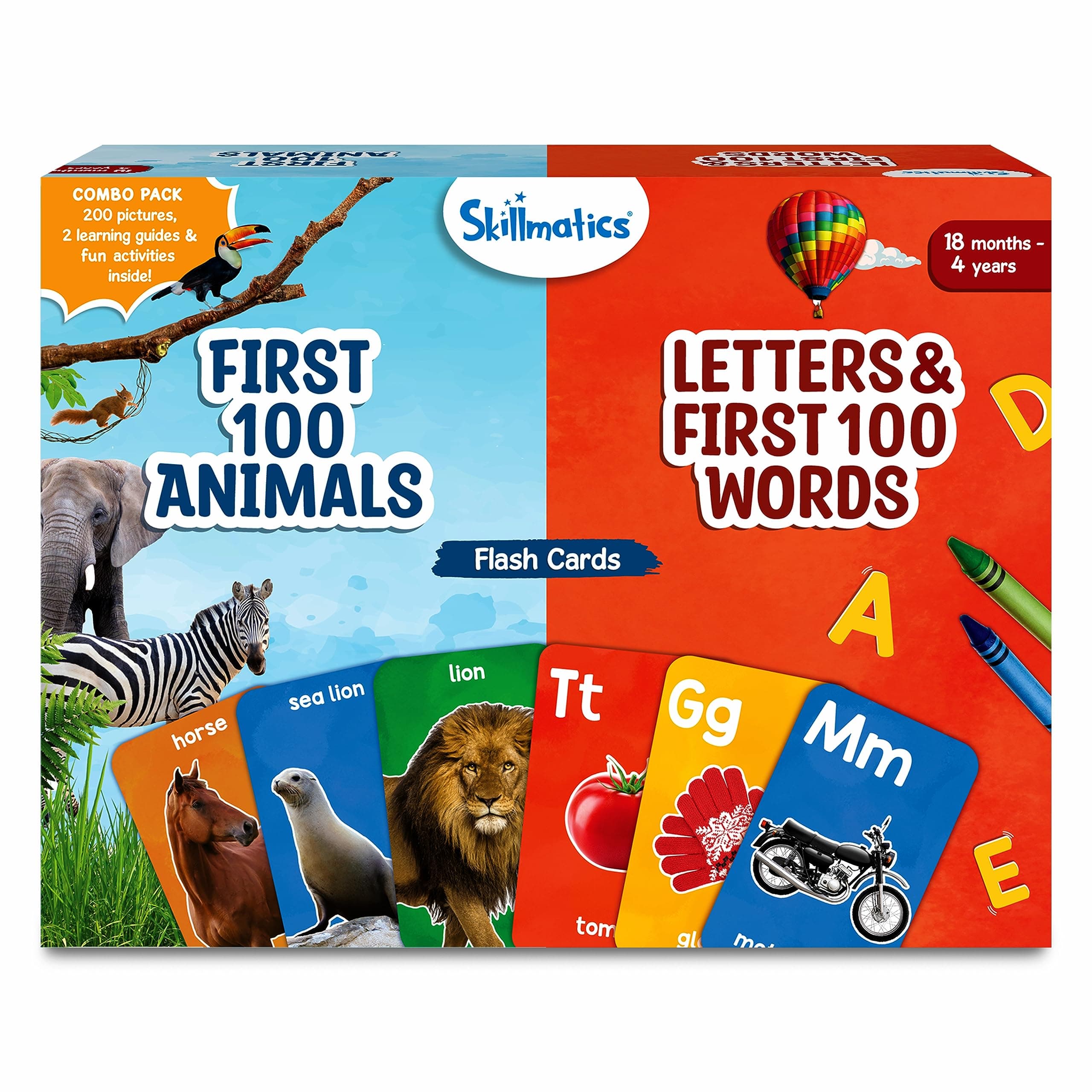 Skillmatics Thick Flash Cards Combo for Toddlers – Animals & Letters | Montessori Toys, Educational Games, Preschool Learning, Learning Aids, Gifts for Kids Ages 1, 2, 3, 4 Years