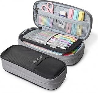 Wooum Expandable Pencil Pouch for Boys & Students | 1 Year Warranty | Large Capacity Pencil Case for School, College & Office | Big Stationery Organizer Pen Bag with Mesh Pocket | Black Pencil Pouch