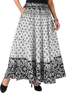 SAMJHI Premium Cotton Skirt for Women with Pocket, Free Size