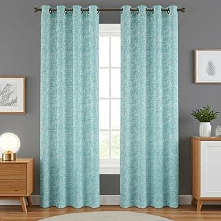 Crosshatch Pastel Blue Polyester Door Curtains 7 Feet | Darkening Drapes with Eyelets | Set of 2 Panels for Living Room, Bedroom & Office