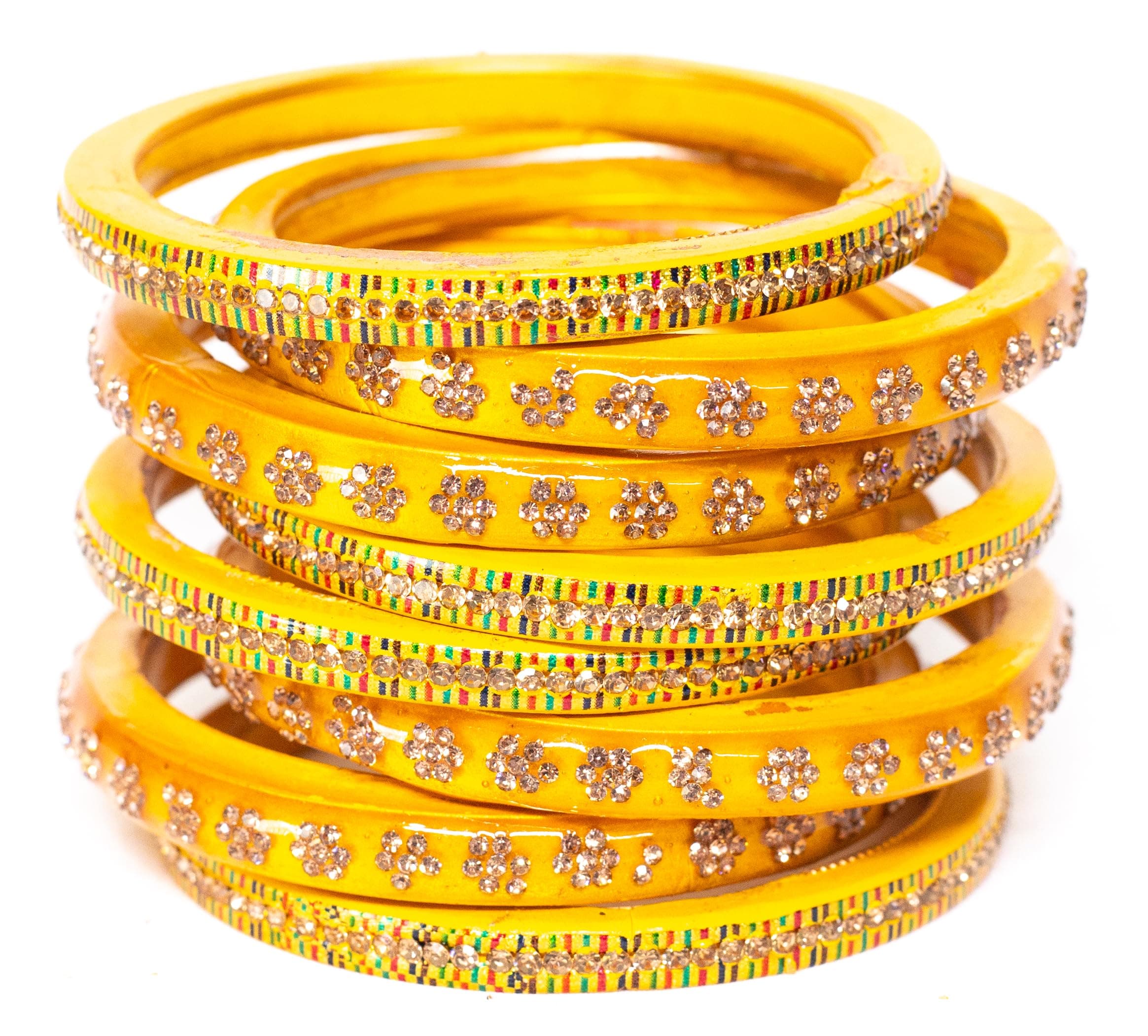 Swara Creations Lah/Lac bangles red color Set, LAHTHI Churi Kundan work for Women and Girls(8 pcs)