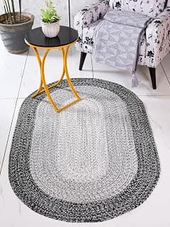 Saral Home OiC Robust Oval Braided Heavy Indoor-Outdoor Rug/Carpet,Grey. 90x150 cm