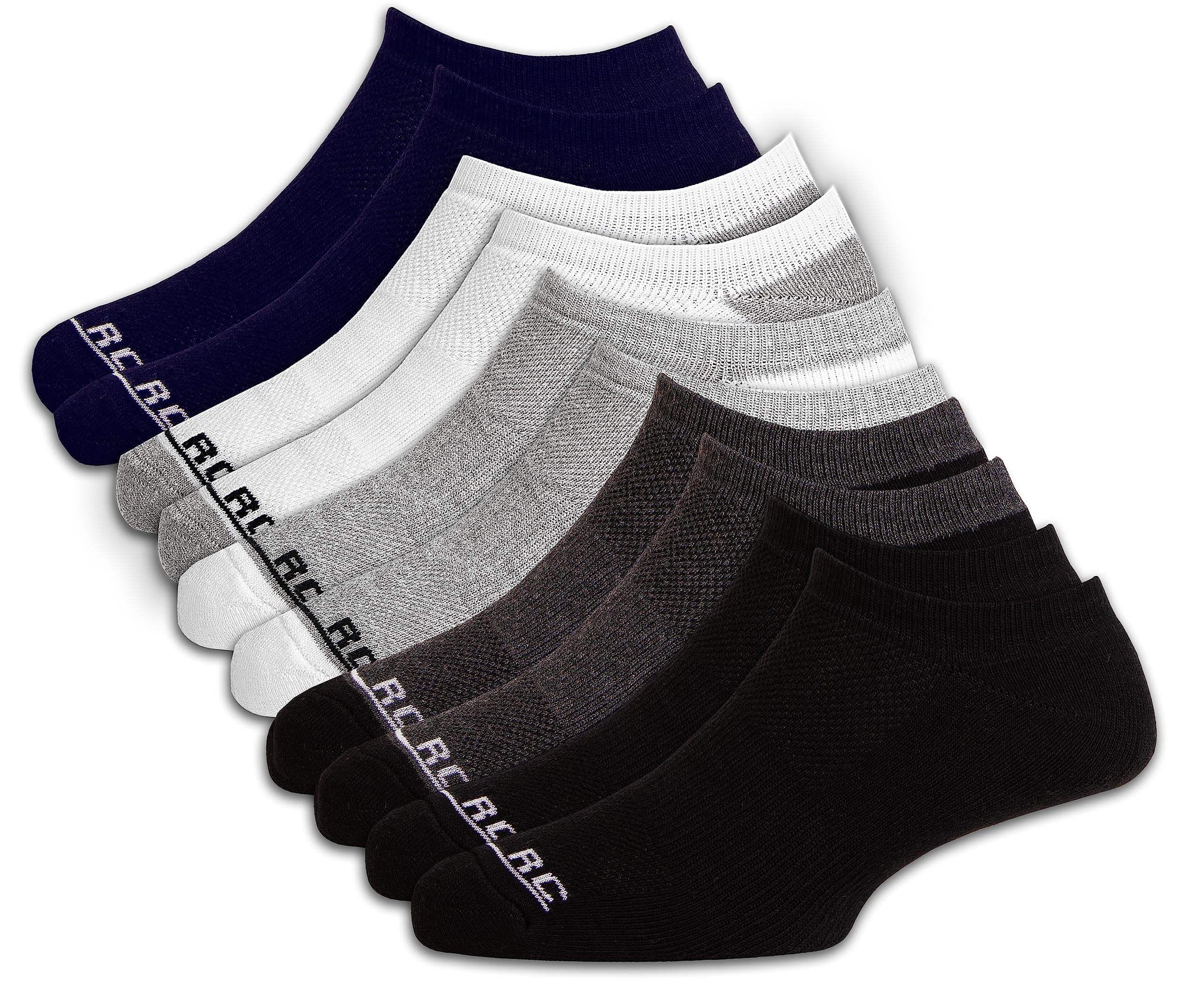 RC. ROYAL CLASS Men No Show Ankle Socks for Men, Cushioned Towel Low Cut Casual & Sports Cotton Unisex Socks, Pack of 5 Pairs, Short Non/Anti-Slip Invisible Socks with Mesh Ventilation, Free Size