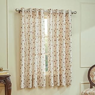 Amazon Brand - Solimo Polyester 75% Blackout Floral Leaf Print Desigh Window Curtains|75% Room Darkening|5 Feet |Set of 2| for Living Room Kids Room and Bedroom | Color- Brown| Light-Filtering