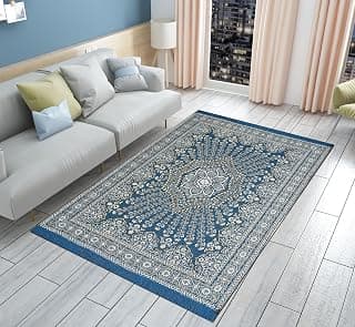 Designer Superfine Cotton Carpet 150x210 cm or 5x7 ft | Carpet for Living Room/Area Rug/Darrie with Washable & Durable Fabric/Carpet | Bedroom Runner Reactangular (Aqua)