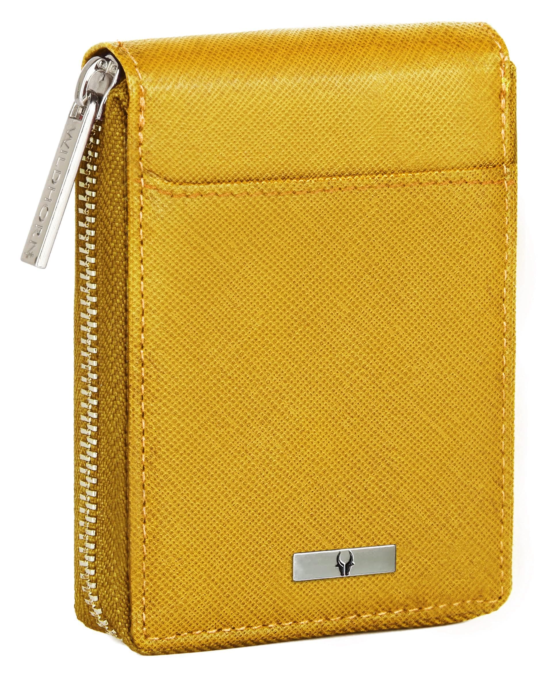 WildHorn RFID Protected Leather Wallet for Men, Yellow