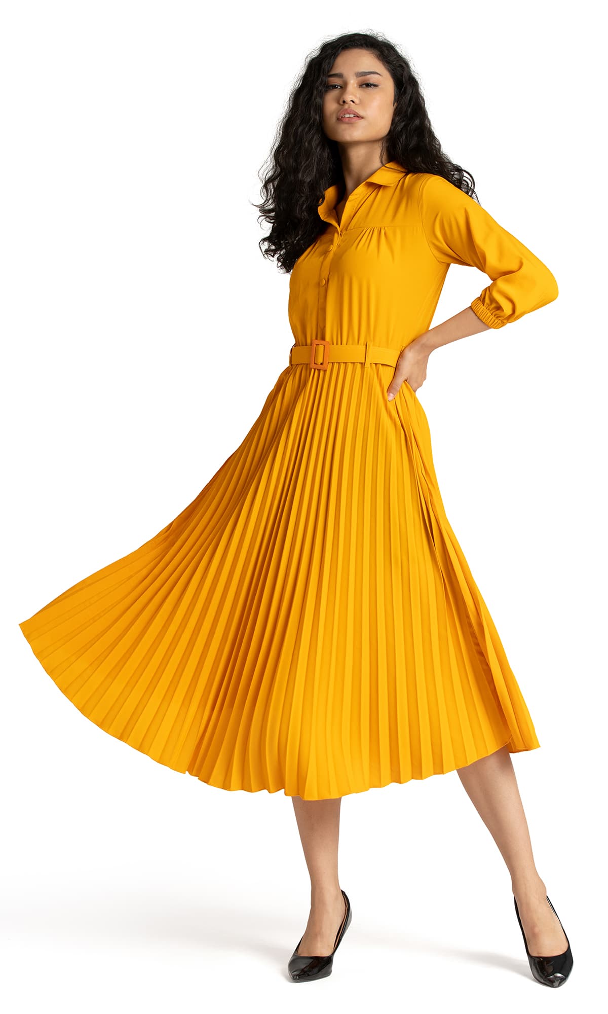 AASK Designer Plated Crape Dress for Women Stylish