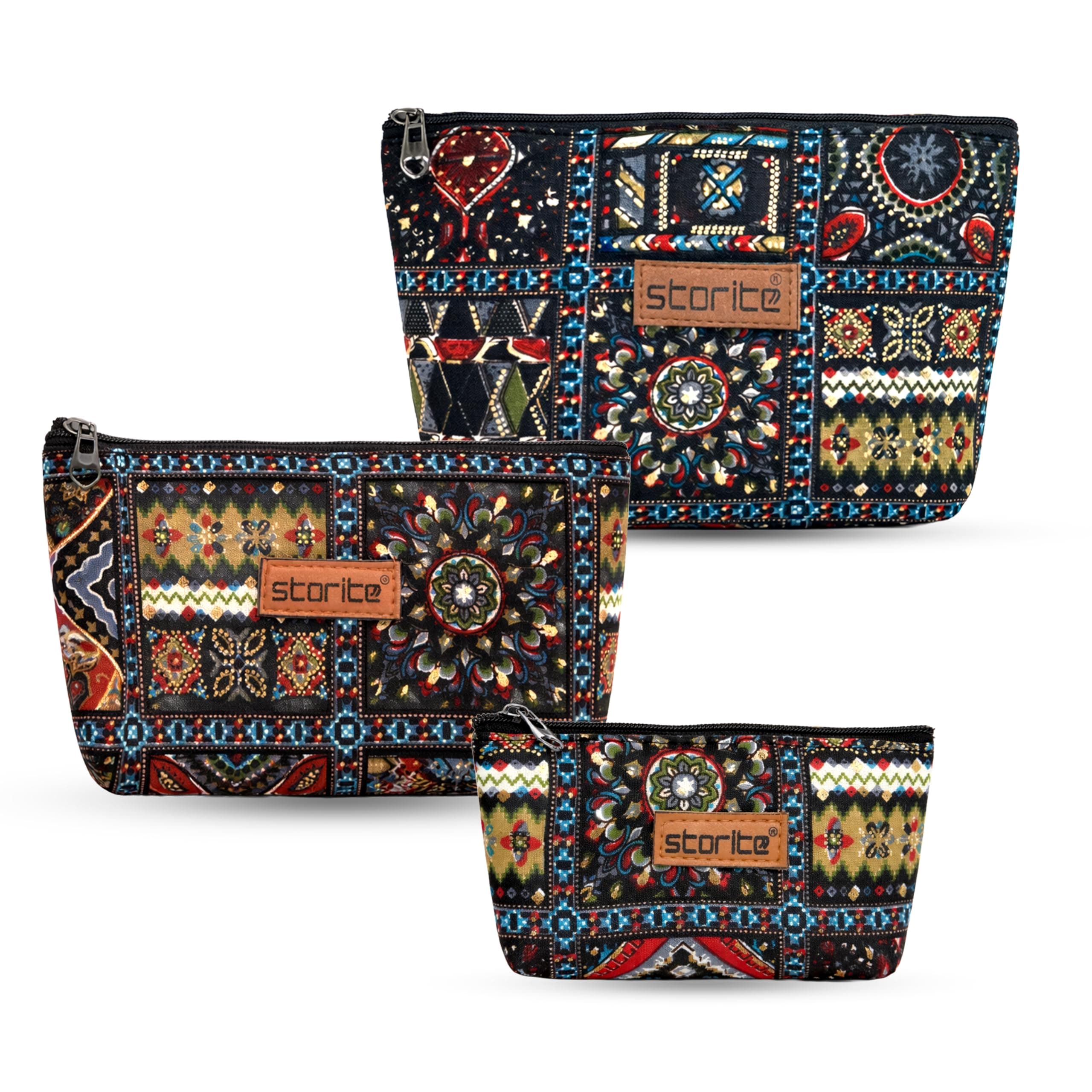 Storite 3-Piece Travel Makeup Pouch Set for Women Cosmetic Organizer | Multipurpose Organizer Ideal For Travel Toiletries Vacations Office Home Storage And Daily Essentials