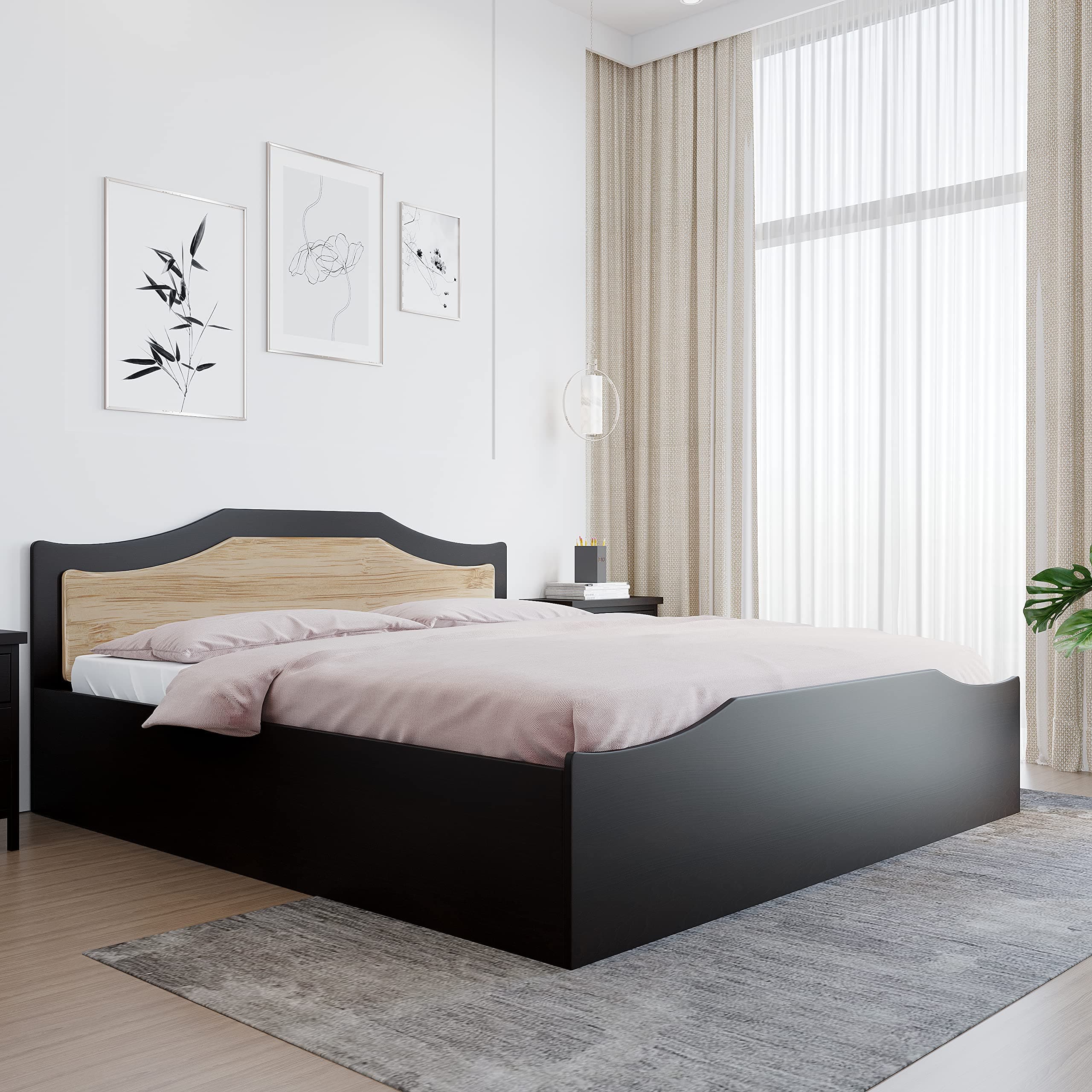 Nilkamal Willy Wooden King Bed with Box Storage | Engineered Wood | Contemporary Design | Wenge