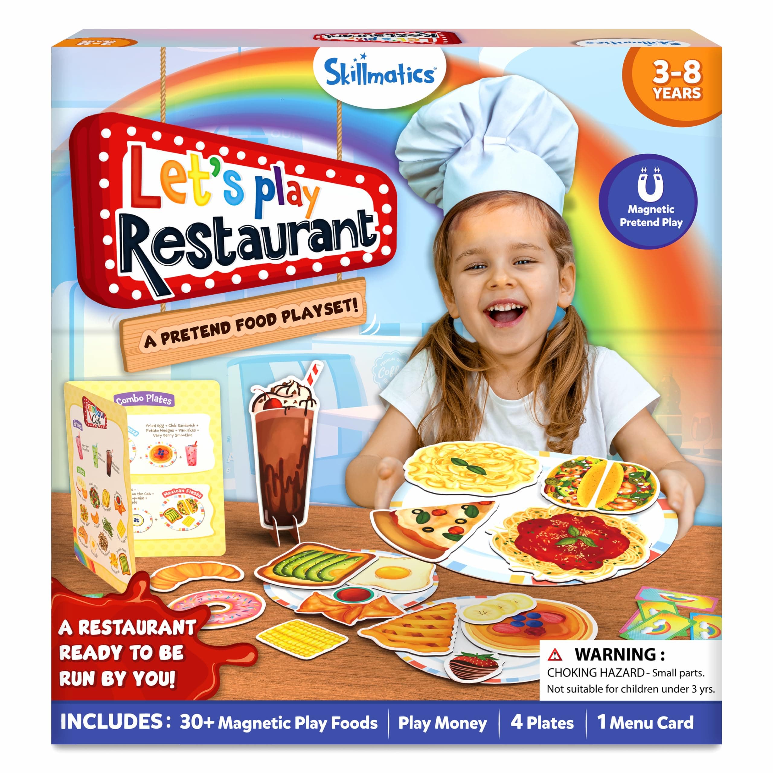 Skillmatics Pretend Play Playset - Restaurant Playset, 30+ Magnetic Food Items for Child's Play, Restaurant Toys, Back-to-School Kitchen Accessories, Gifts for Kids & Toddlers, Ages 3, 4, 5, 6, 7, 8