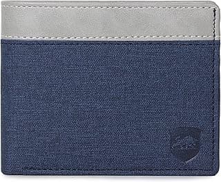 SAMTROH Blue & White Embellished PU Leather Wallet for Men | 3 Card Slots | 2 Currency & Secret Compartments | 1 Coin Pocket