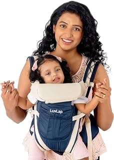 LuvLap Elegant Baby Carrier with 4 Carry Positions, Baby Carrier for 4 to 24 Months Baby, Adjustable New-Born to Toddler Carrier with Cushioned Leg Support, Max Weight Up to 15 Kgs (Navy Blue)