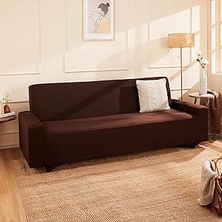 Amazon Brand - Solimo Polyester Spandex Stretchable Sofa Slipcover (3 Seater, Brown)