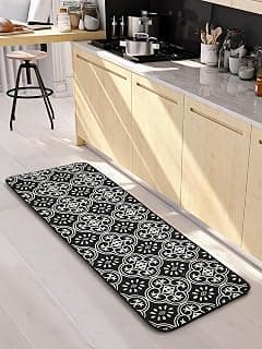 SARAL Home Ornamental Soft Cotton Durable & Washable Multipurpose Runner for Home/Kitchen/Living Area/Lobby/Office with Anti Skid Backing (Black, 45 Cm X 120 Cm)