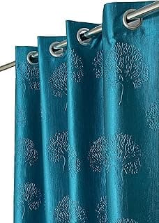 Kiara Creations Premium Tree Punching Semi-Sheer Curtains for Window- 5 Feet (Pack of 1) Aqua