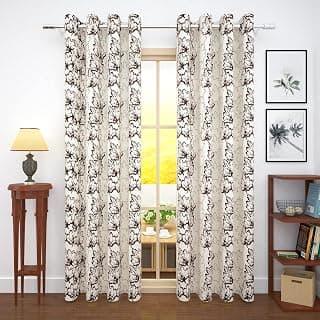 Story@Home Door Room Darkening Curtains 7 Feet Long 1 Piece, Jacquard Room Darkening Door Curtain | Noise Reduction Curtain for Living Room, (118 x 215 cm, Coffee Brown) Perfect for Festive Gifting