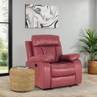 Peachtree Carrera Manual Recliner - 3 Year Warranty, Brown | 1 Seater Chair Sofa | 3 Modes of Comfort | Mango Wooden Frame with Suede Leatherite | Single Seater Sofa Recliner for Living Room Bedroom