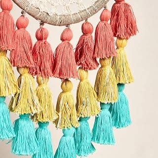 Chumbak Summer Serenade Dream Catcher, Cotton wall hanging, boho room décor for bedroom & living room, Multicolour