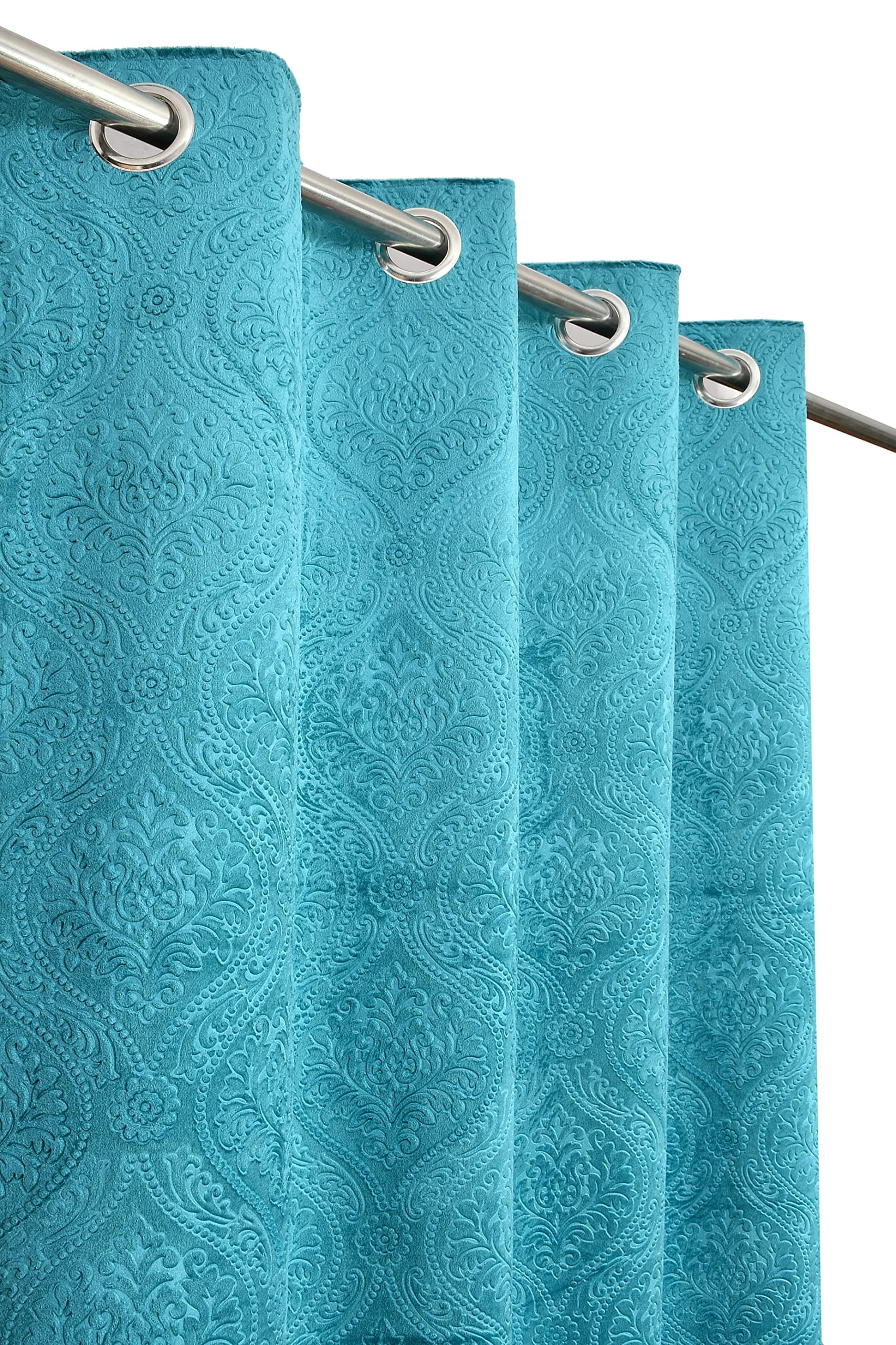 Homefab India 2 Piece Velvet Door Curtains - 7 feet, Aqua Blue