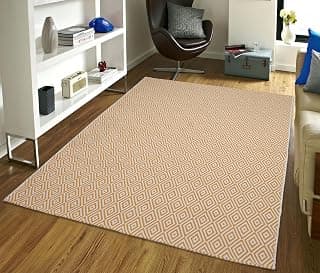 Saral Home Cotton Ptinted Rug (Yellow, 140x200 cm)
