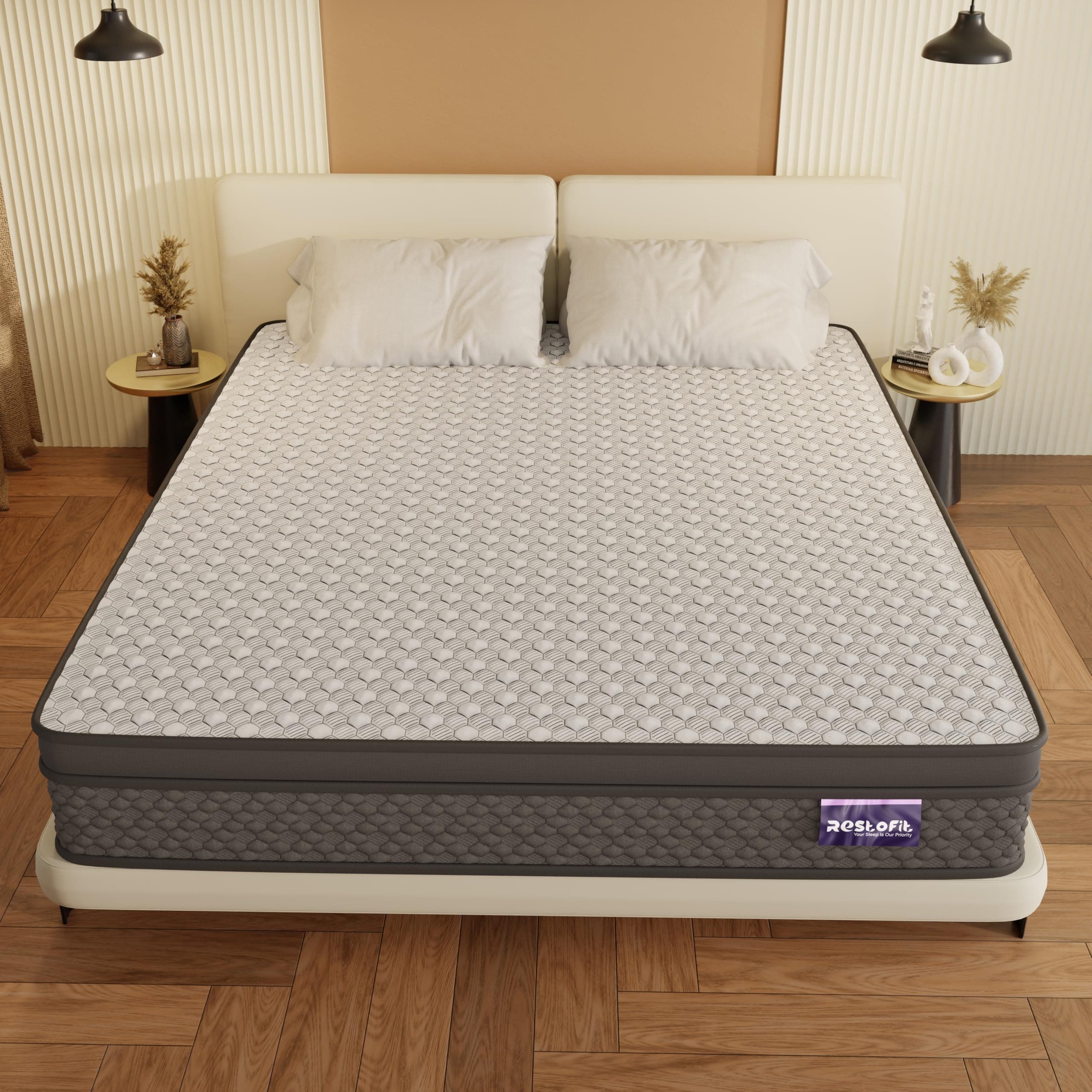 RESTOFIT Premium Euro Top Plus Orthopedic Memory Foam 8 Inch King Mattress (72x72x8) | NextGen Cool-Tech for Spine Support & Pressure Relief | Breathable Viscose Cotton Fabric | 11-Year Warranty