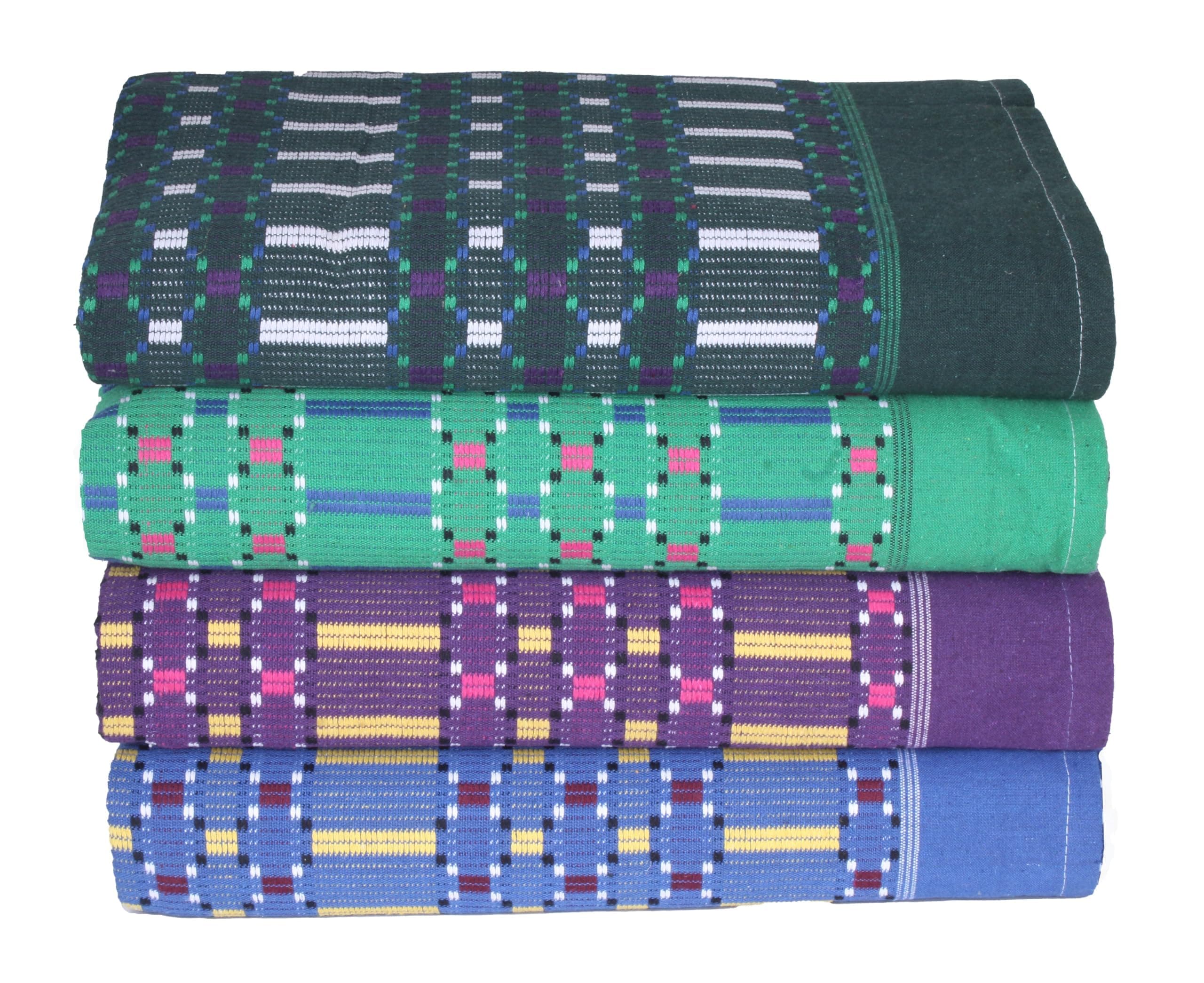 THARUNSHA ELITE 100% PureCottonBlanket/Solapur Blanket / 100% Cotton AC Comforter/Reversible Elegant Checks Design Single Size Set of 4 pc(60inch x 90 inch) (Multicolor)