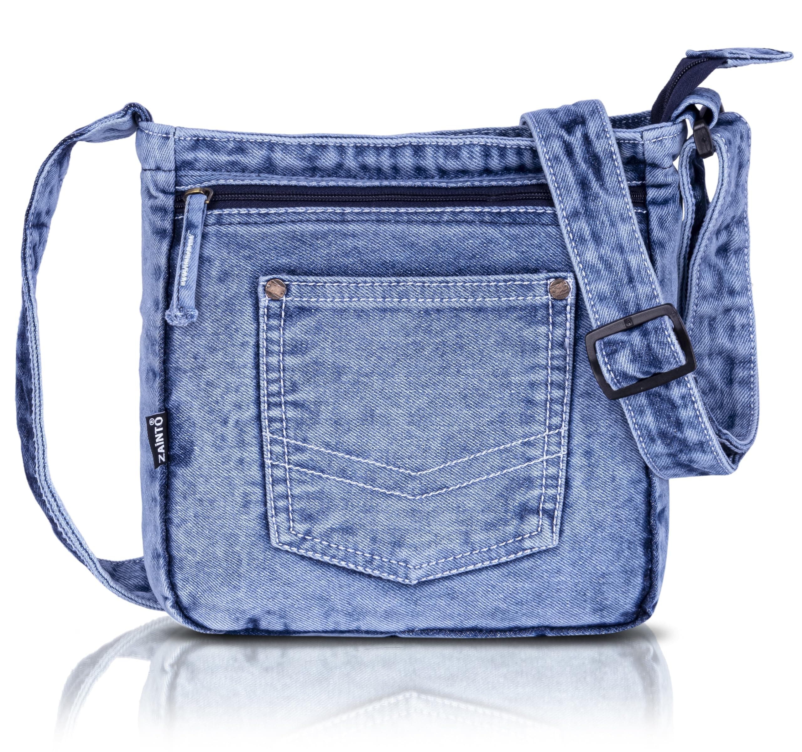ZAINTO Denim Sling Bag for Women | Stylish Small Crossbody Bag | Premium Denim Material with Adjustable Strap, Lightweight Everyday Sling for Travel & Daily Use (Darkblue) | Eco friendly fabric