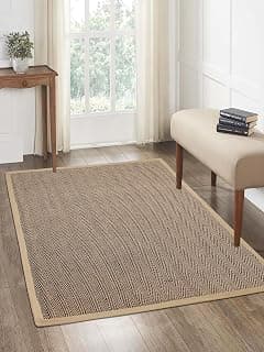 Saral Home Chevron Jute & Cotton Woven Anti-Slip Strong Border Carpet. 120x180 cm